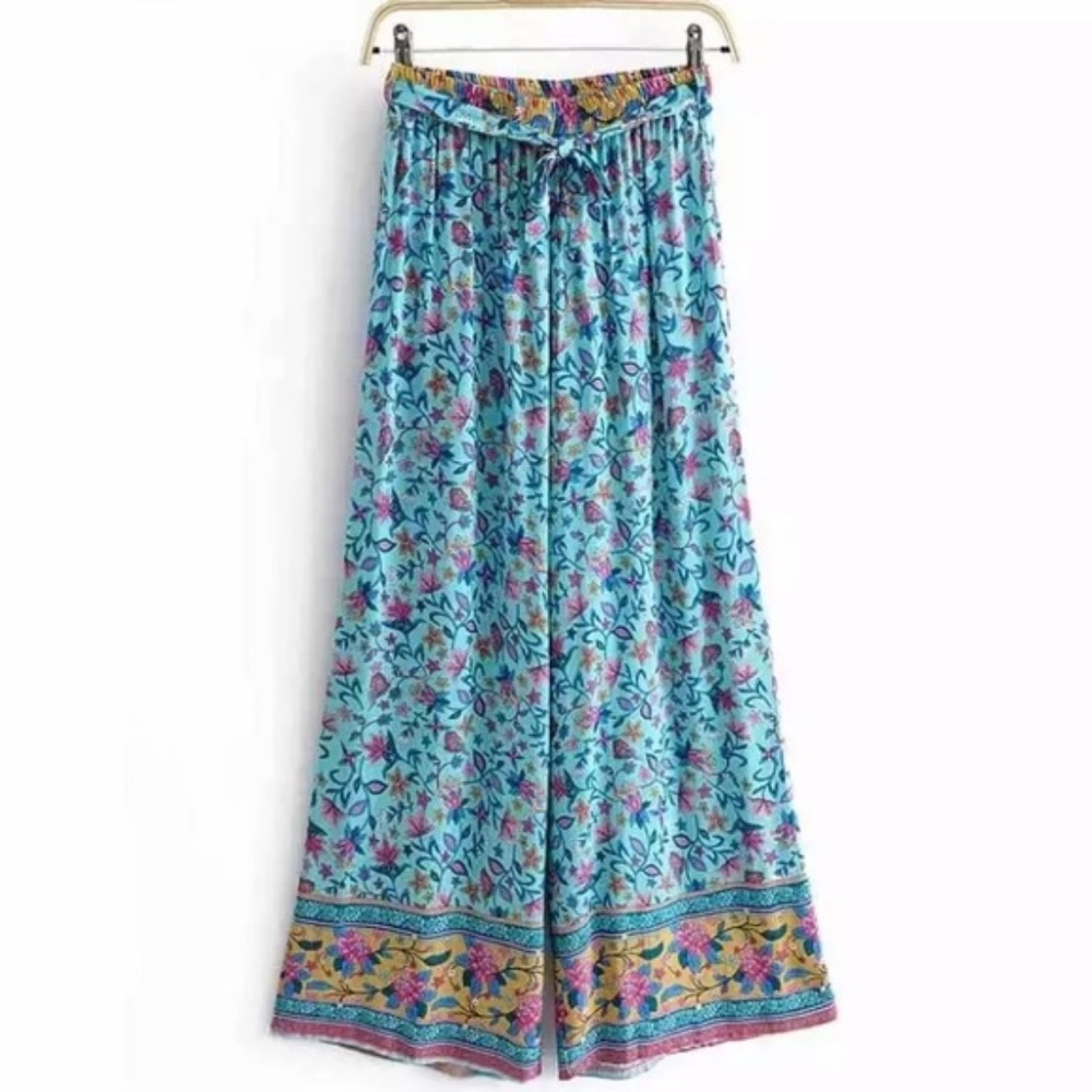 SOLD OUT Boho Floral Gypsy Crop Top & Wide Leg Pant Set - Picture 3 of 6